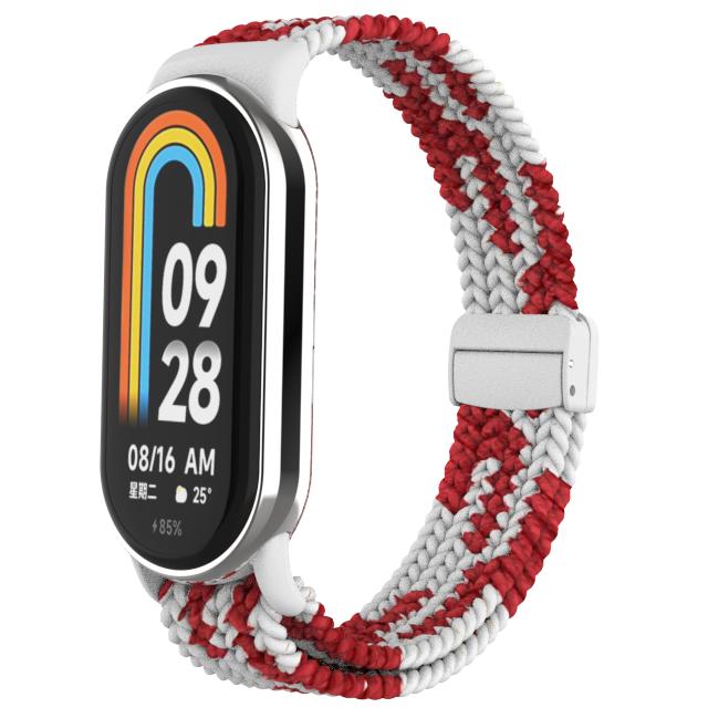 Плетеный ремешок для Xiaomi Mi Band 8, эластичная нейлоновая петля Solo, регулируемый ремешок для часов, браслет с магнитной пряжкой для Miband 8, NFC