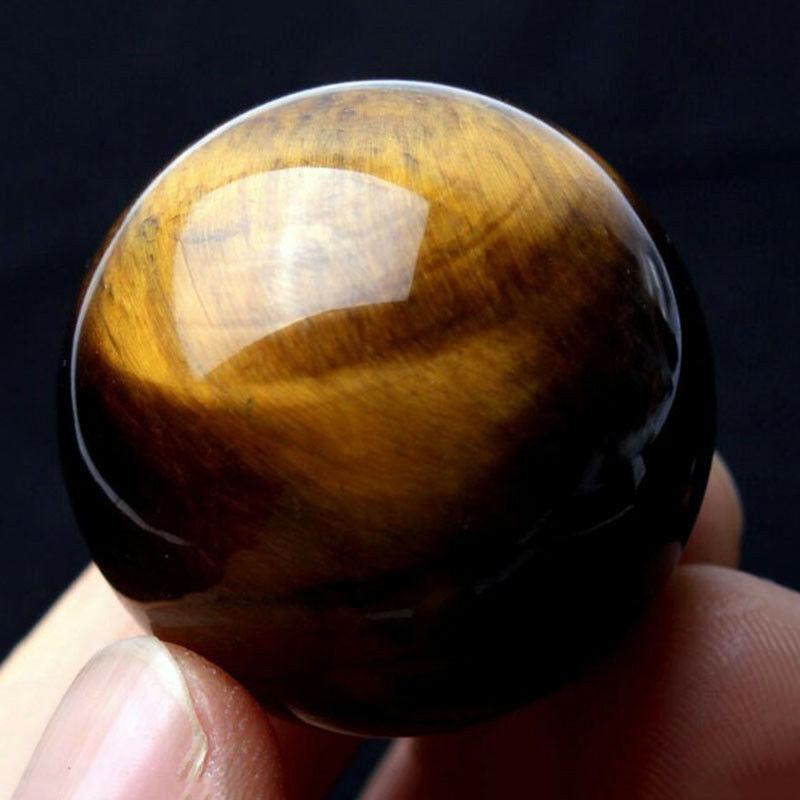 Premium Natural Tiger Eye Quartz Crystal Sphere 2040mm In Dark Yellow Color