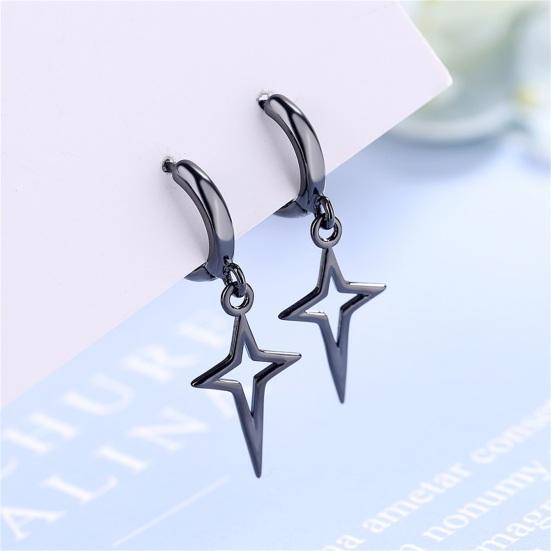 1 Pair Women Earrings Solid Color Star Shape Hip-hop Sturdy Lady Drop