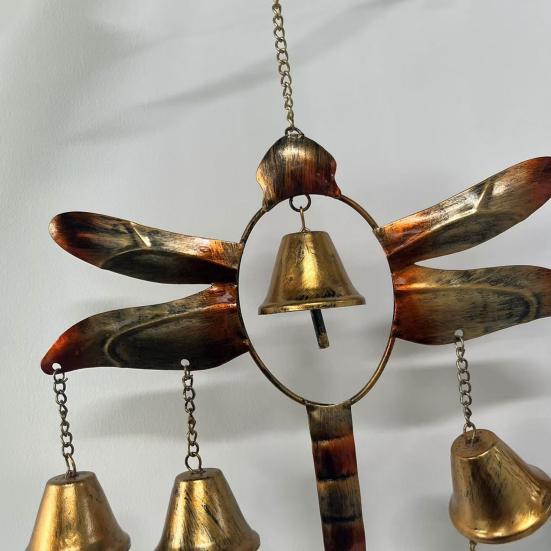 Стрекоза Колокольчик ветра с 8 латунными колокольчиками Погодоустойчивый Винтажный Наружный Сад Двор Патио Подвесной Металлический Колокольчик ветра Декорация