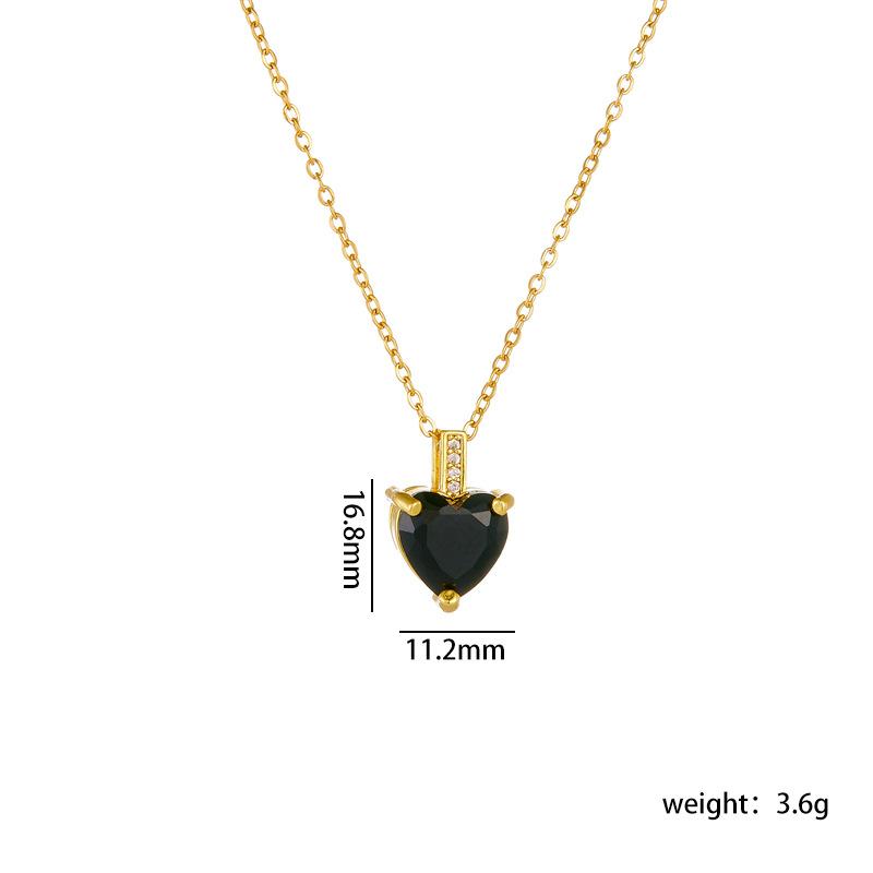 Stainless Steel Chain Simple Colorful Zircon Love Heart Pendant Necklaces for Women Girls Sweet Romantic Jewelry Gifts for Lover