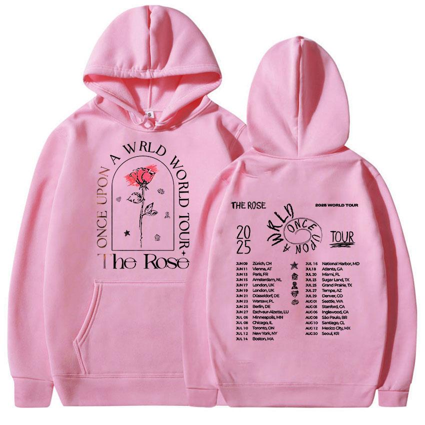 Худи с принтом The Rose Once Upon AWRLD World Tour 2025 Мужское Женское Хип-хоп K-pop Флисовый Пуловер Толстовки Подарок для Фанатов Streetwear