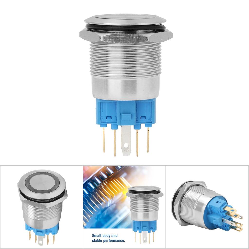 20 шт. 22 мм самоблокирующийся тип плоская головка с подсветкой кнопочный переключатель из нержавеющей стали(синий)