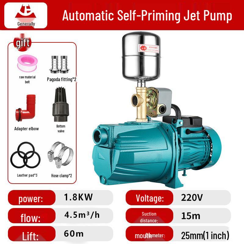 220V Self-Priming Jet Pump: Automatic Well Water Booster with High Head Suction