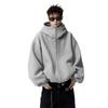 Unisex Heavyweight Double Zipper Hoodie, 300g - Sporty Loose Fit Cardigan for Spring and Autumn