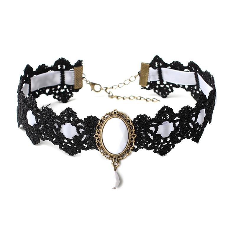 Black Lace Necklace Collar Choker Velvet Vintage Gothic Chain Pendant