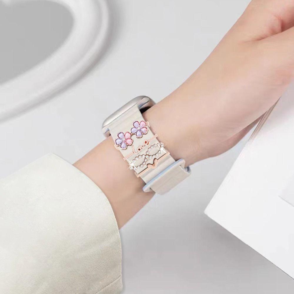 Цветочный ремешок для часов с орнаментом, металлический браслет, подвески, новый ремешок, аксессуары для Apple Watch, женский ремешок