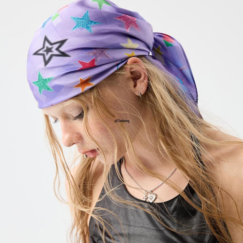 Zheng Baiwan Starry Sky Silk Scarf: Fashionable Women's Square Scarf & Bandana for Festivals