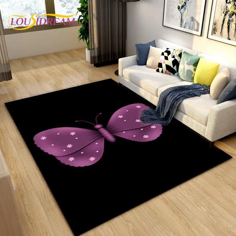 3D красочный коврик с бабочкой и цветком, ковер для гостиной, спальни, дивана для йоги, кухонный коврик для ванной комнаты, нескользящий напольный коврик