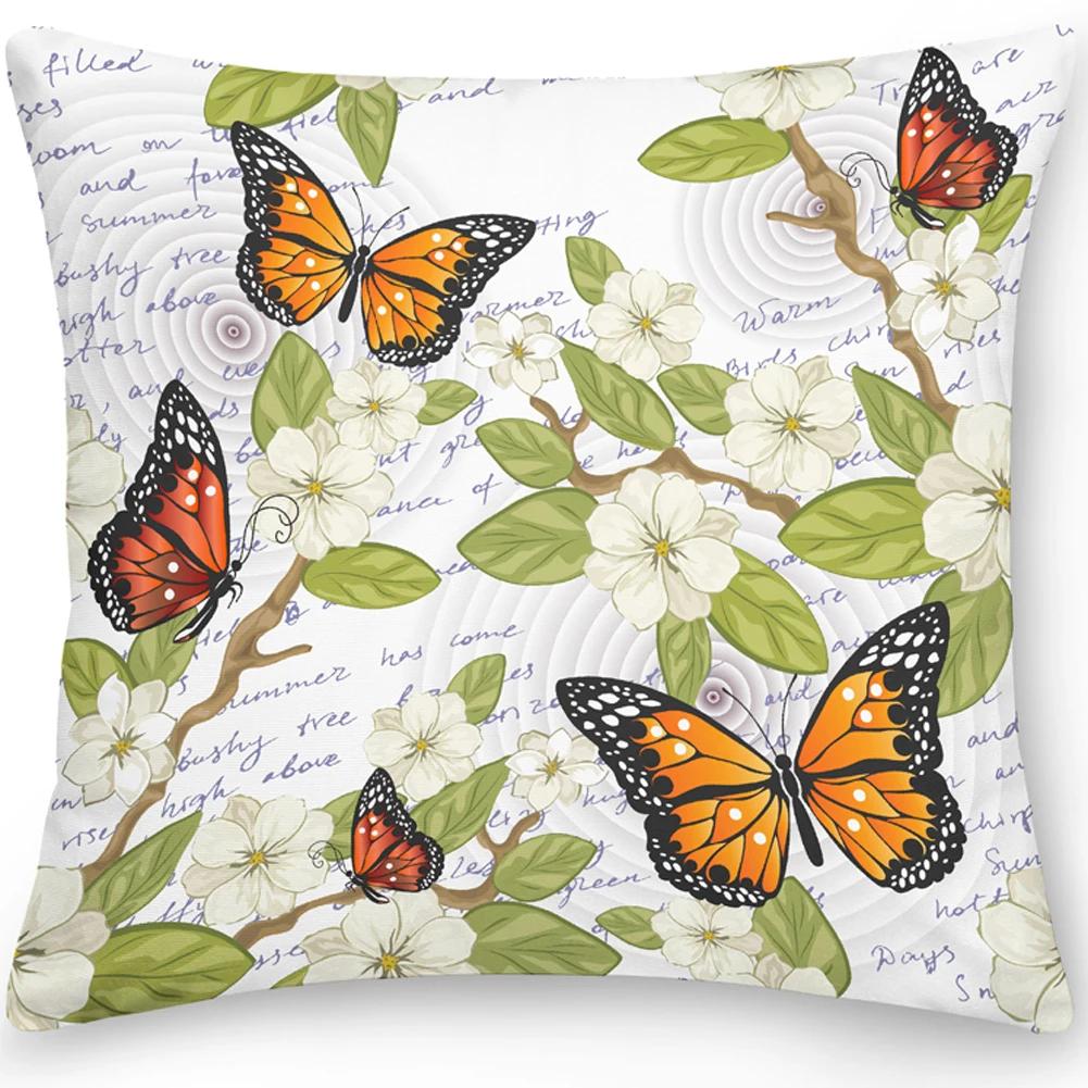 Pillow Office Sofa  Butterfly Print Double Sided  Cover Square Cushion
