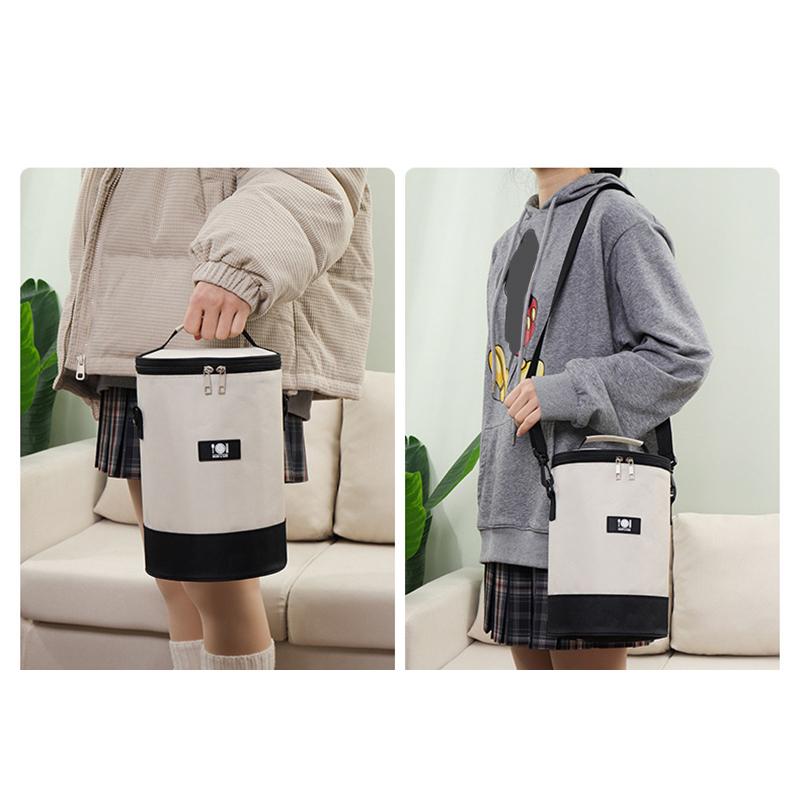 Портативные термосумки для обеда круглой формы, ручные сумки, студенческий офисный термоконтейнер, пищевой контейнер с плечевым ремнем