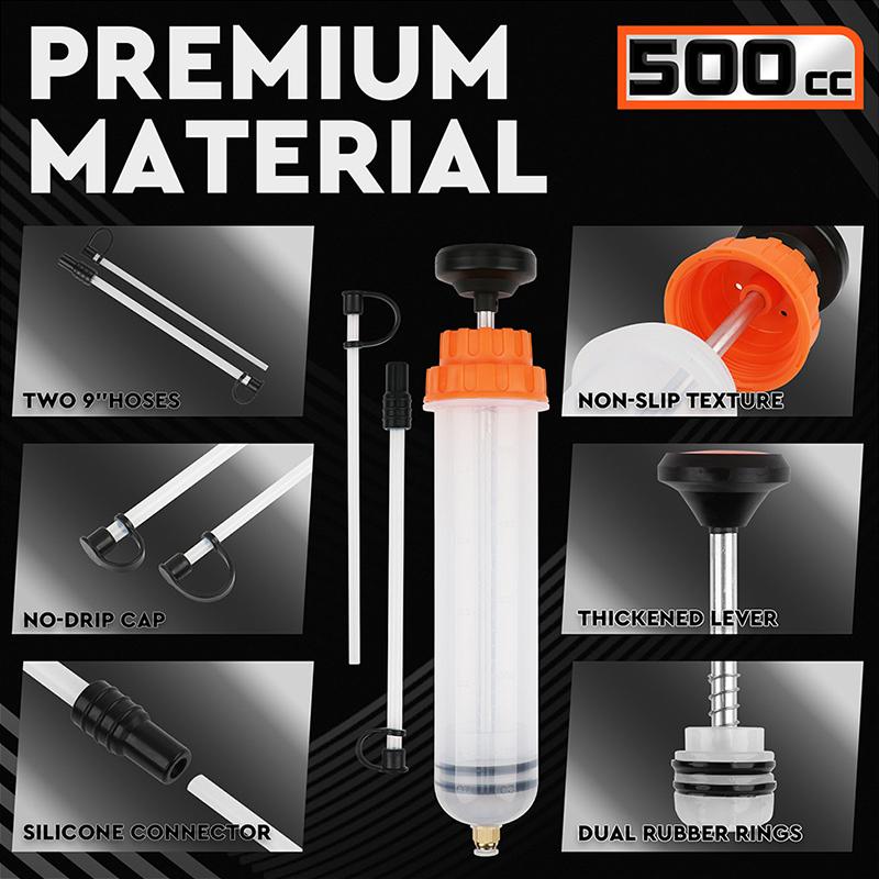 500Ml Car Oil Fluid Extractor Filling Syringe Bottle Transfer Fuel Extraction Liquid Oil Auto Manual Brake Oil Pump