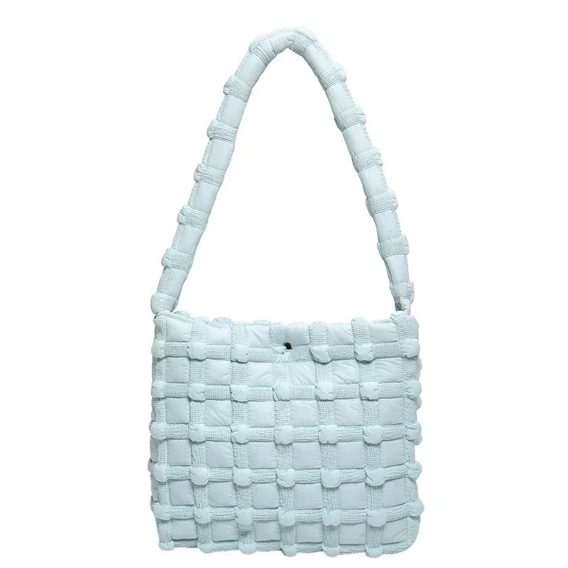 Повседневные квадратные сумки через плечо из цельного клетчатого нейлона большой вместимости, высококачественные новые стили сумок для женщин