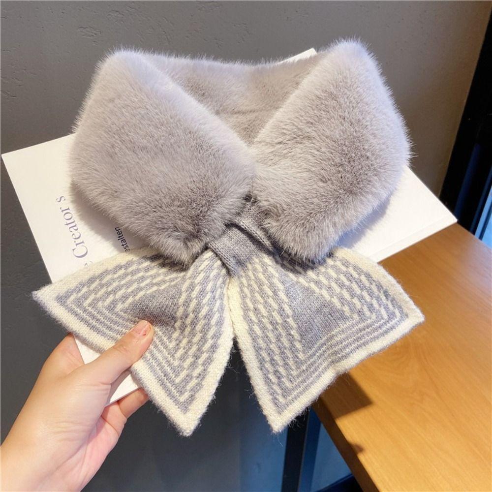 Thicken Neck Scarf Faux Rabbit Fur Plush Scarf Cute Neck Warmer  Winter