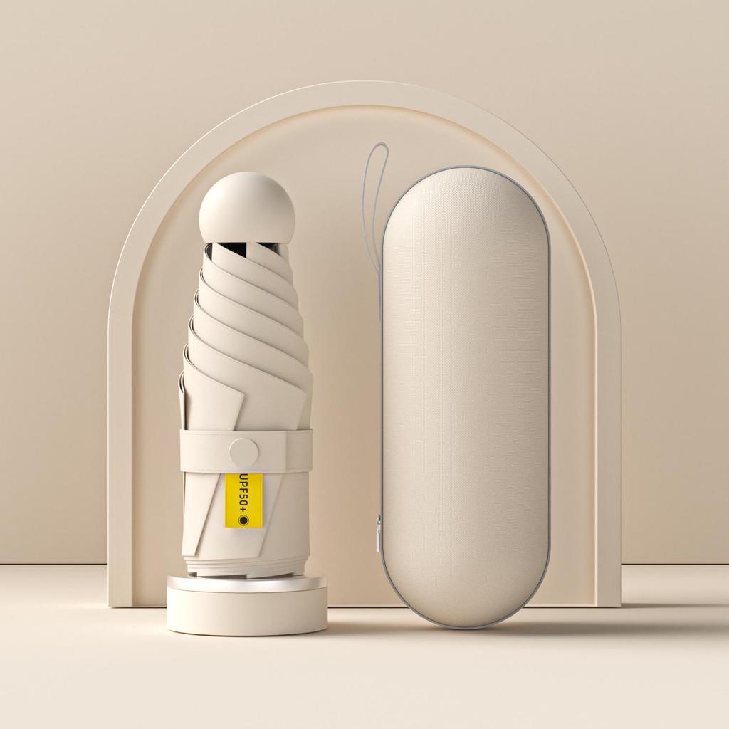 Black Plastic 50% Fold Ultra-Light Pocket Umbrella - Portable, Mini, for Sun/Rain