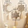 with Tassels Moon Star Hollow Mesh Wall Decor Wooden Handicraft Pendant  Ramadan Celebration
