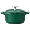 Горшок-кокот, совместим с индукцией, с двумя ручками, горшок для запекания в духовке, чугун, эмалированный, цвет: листовой зеленый, 12 см, INCT12N-A
