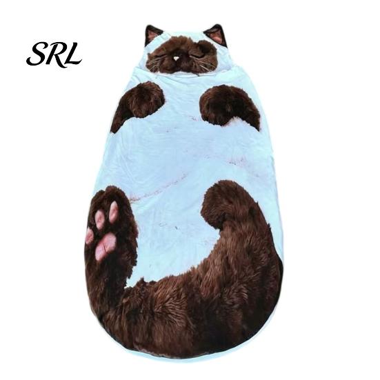 Durable Sleeping Bag Plush Cat Envelope Bag, Winter Slumber for Men Women, Animal Nap Mat Sack Home Travel