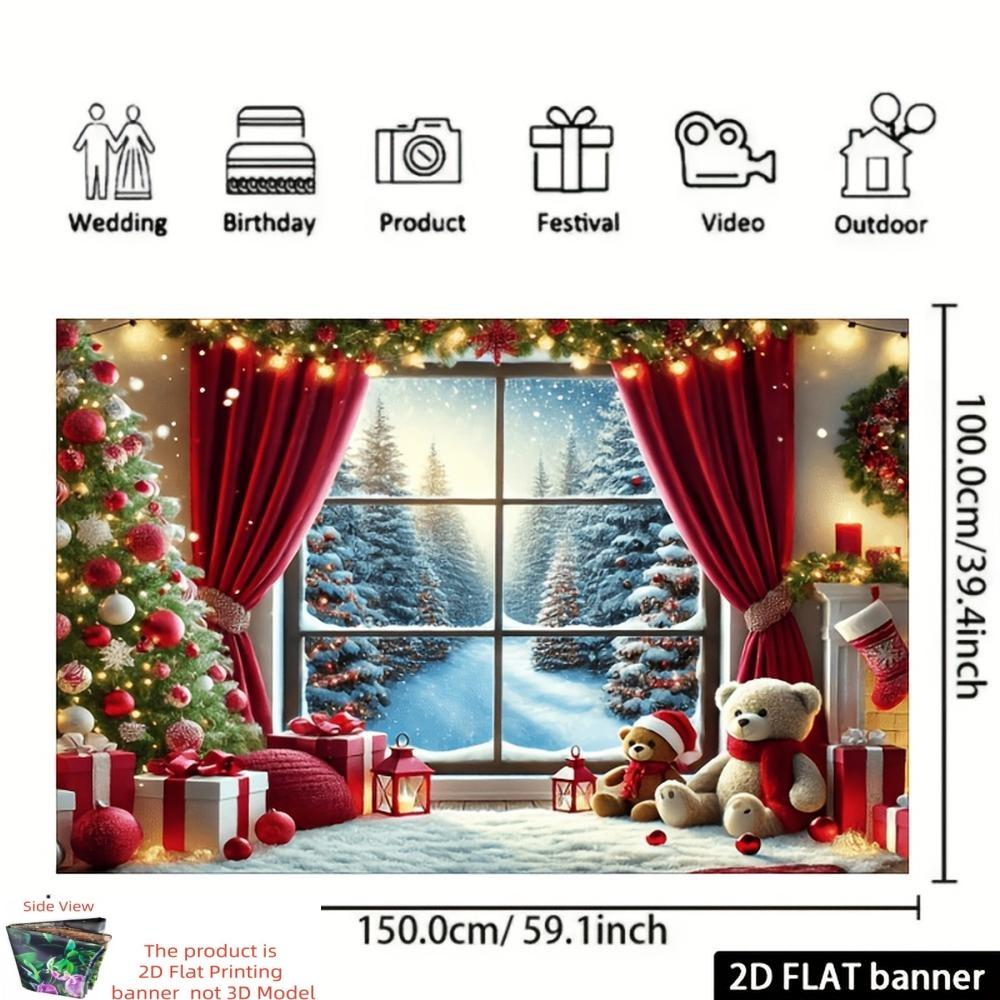 One winter snowscape window backdrop is suitable for a wall decoration for a wedding or birthday celebration.