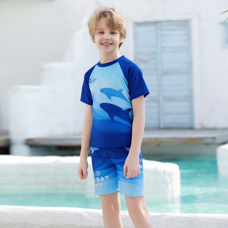 Boys Swim Trunks Set Teens Youth Swimming Pool Beach Sports Quick Dry Elastic Nylon Bathing Suit