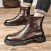 Зимняя обувь 2025 Мужские ботинки Оксфорды Натуральная кожа Теплый плюш Британский стиль Коровья кожа Модный бренд Мужские ботильоны