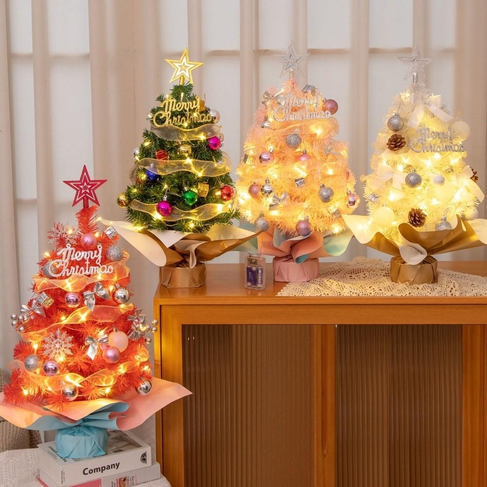 Display Craft 45cm Height Tabletop Christmas Tree Colored Balls PVC Artificial Xmas Tree Mini Christmas Tree Set Home Decor
