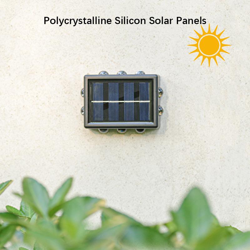 2 шт. 10 светодиодных солнечных фонарей для улицы, водонепроницаемый настенный светильник, управление освещением, освещение для забора для сада, улицы, балкона, кемпинга, декор