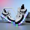 New Double-wheel Runaway Shoes, Boys and Girls Pulley Shoes Can Be Collected, Variant Shoes, Skates, Light-emitting Shoes