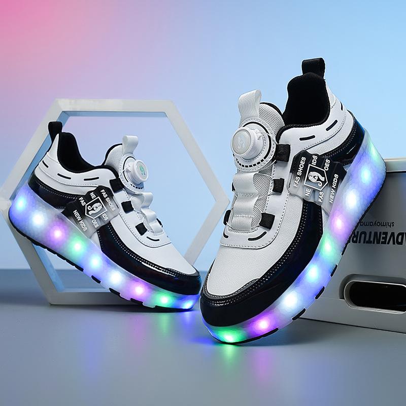 New Runaway Shoes Double-wheel LED Light Luminous Shoes Can Be Straight and Slippery, Elementary School Students Runaway Shoes, Children's Sports Sh