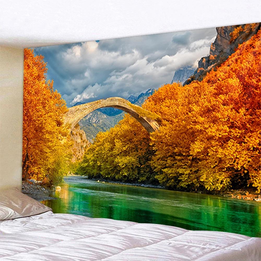 Фэнтезийный каменный арочный мост фон ткань занавеска висящая ткань домашний декор спальня гостиная настенный гобелен