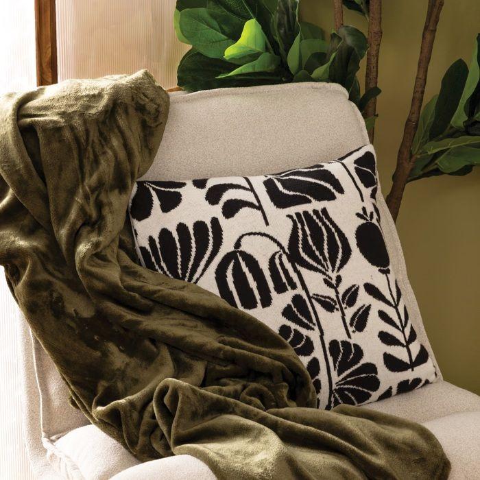 Coussin - Twisted Lime - 40 X 40 Cm - 100% Coton - Déhoussable - Motifs Modernes