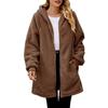 Women's Fashionable Coat Solid Color Long Sleeved Pocket Loose Hooded Zipper Plush  Jacket