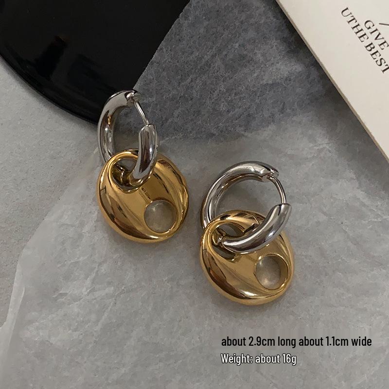 High-End Geometric Color Block Ear Cuffs: Unique European & American Style Water Drop Earrings for Women