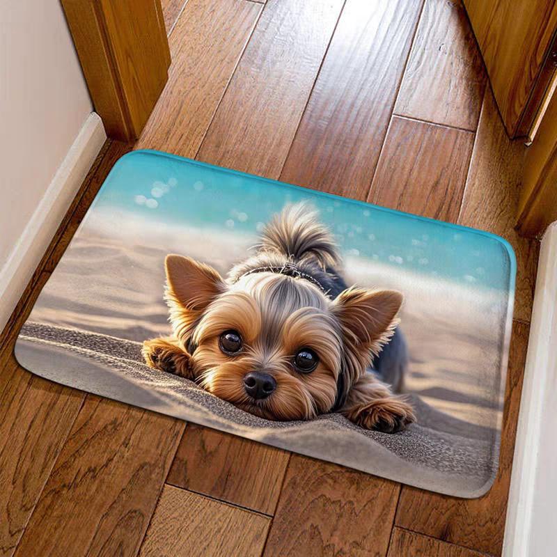 VIKAMA Beach Cute Pet Printed Carpet, Ins Style, Healing, Washable And Non-Fading, Cute Pet-Themed Home Decoration