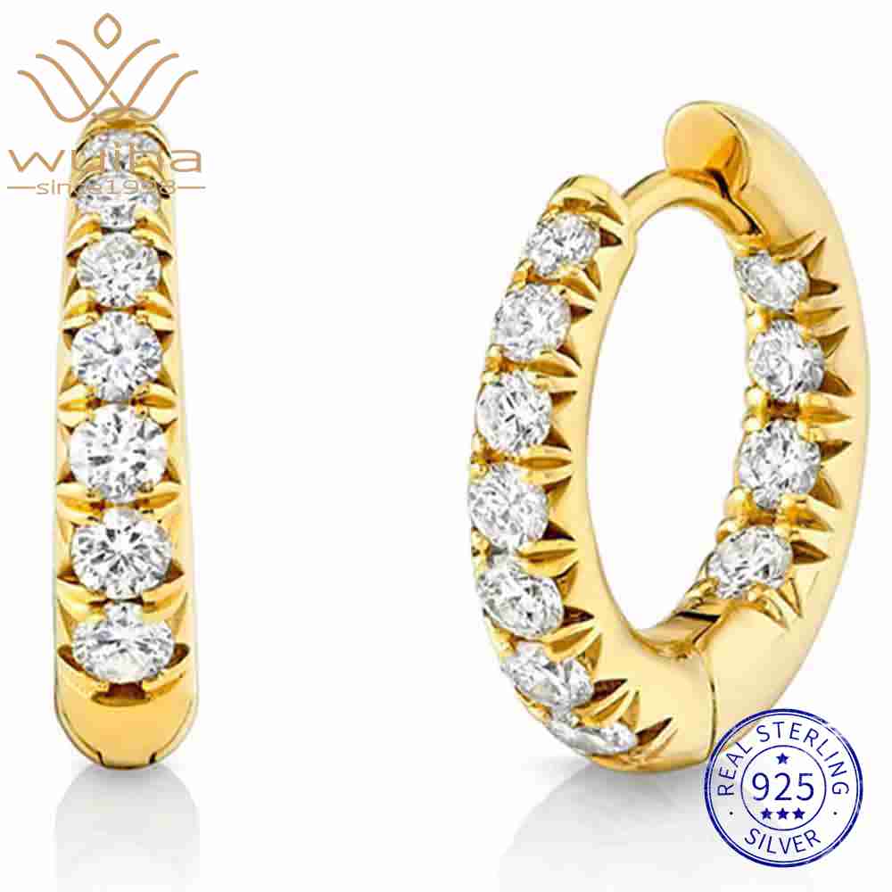 WUIHA Vintage 100% 925 Sterling Silver VVS1 D Color Real GRA Moissanite Diamonds Wedding Engagement Earrings Hoops Fine Jewelry