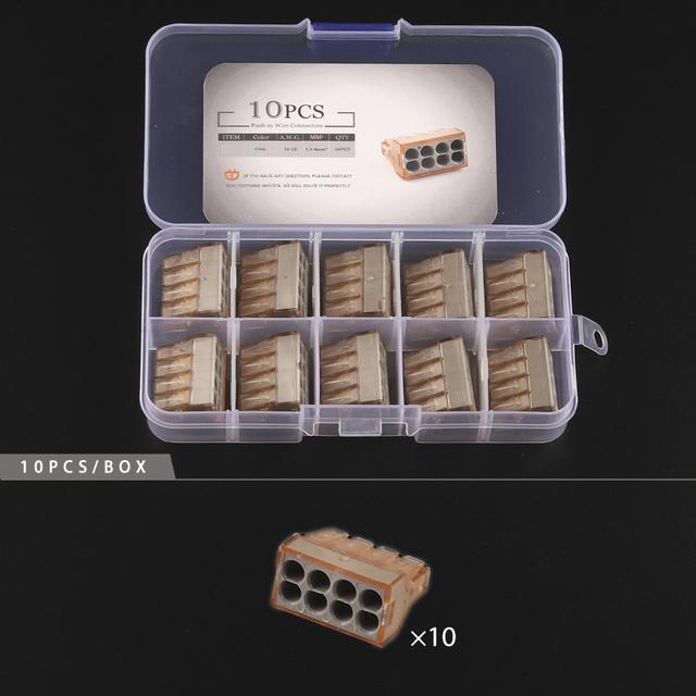 Boxed Quick Wire Connectors  2/4/6/8 Pin Boxed Push In Cable Plug-in Wiring Cable Conductor  Terminal Block  AWG 16-12