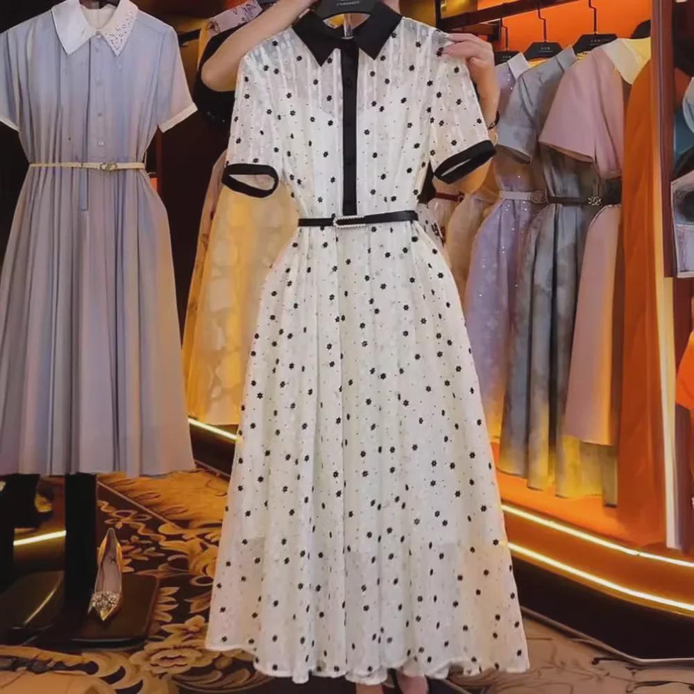 Niche Design 2024 женское летнее чайное платье в горошек - элегантная юбка с французской талией