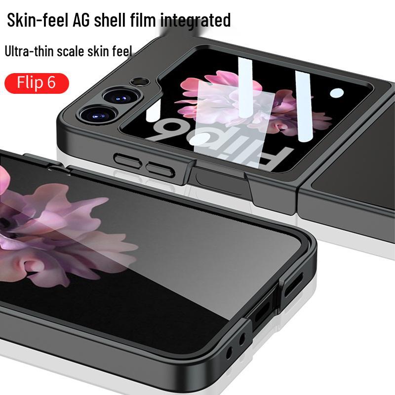Складной чехол Samsung Z Flip6 AG Shell - Ощущение кожи, Защита от падений, Интегрированный экран