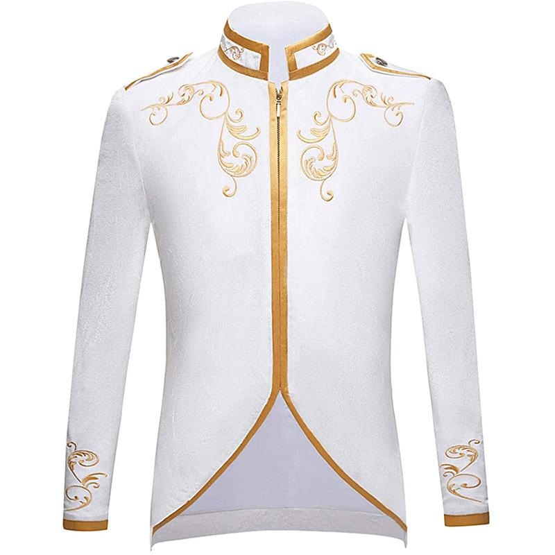 Palace Prince Halloween Cosplay Costume Medieval Renaissance Retro Costume Men Golden Embroidery Jacket Coat Suits