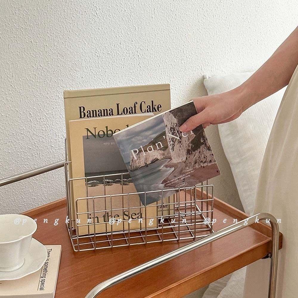 1 шт. Трехъярусная железная полая книжная полка для журналов, держатель для хранения газет, органайзер, книжная полка, домашняя полка, корзина для хранения