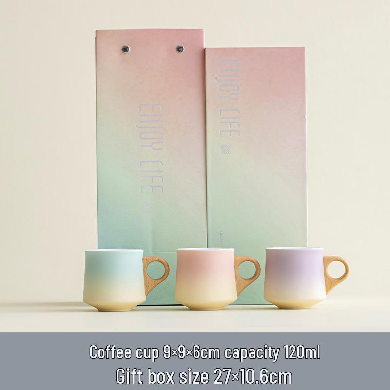 Премиальный керамический чайный набор с деревянными ручками: Элегантные австралийские белые чашки эспрессо на двоих