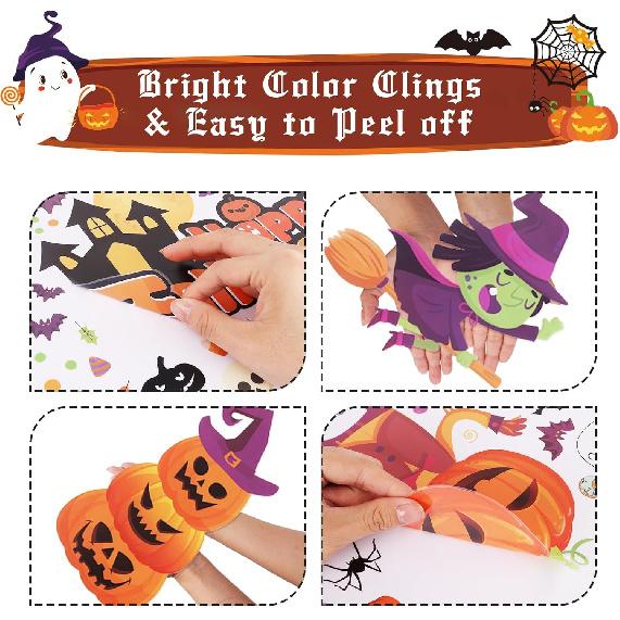 Halloween Decorations 743 PCS Halloween Window Clings, 10 Sheets Cute Halloween Window Decorations, Large Halloween Window Stickers Double-Sided