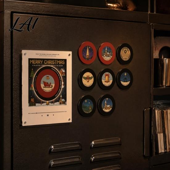 Interactive Music Theme Gift Programmable Vinyl Record Player Fridge Magnet with 9 NFC Records Retro Aesthetic Magnetic Personalized Sound