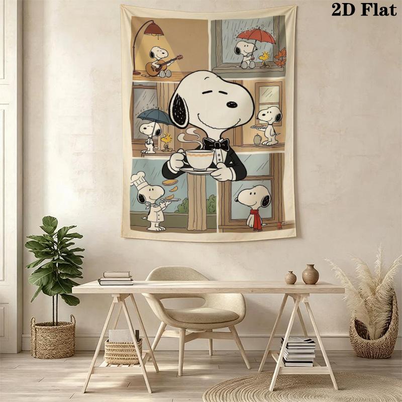 Snoopy Woodstock Garden Tapestry Fashion Print Background Cloth Wall Decoration Christmas Gift Background Wall Hanging Cloth