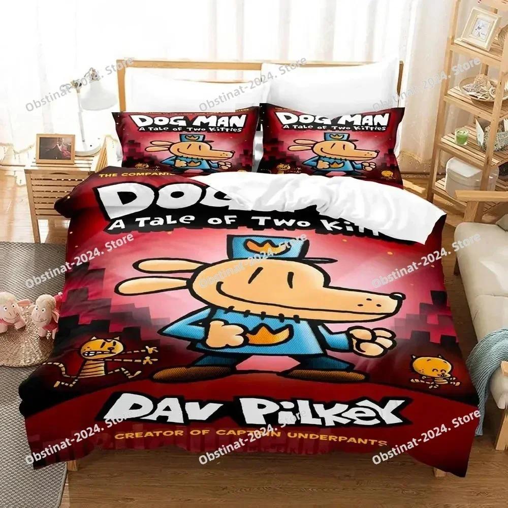 3D Cartoon Dog Man Bedding Set Printed single Comforter Quilt Bed Cover Duvet Cover Pillow Case 3 Pieces Set For Kids Adult Size