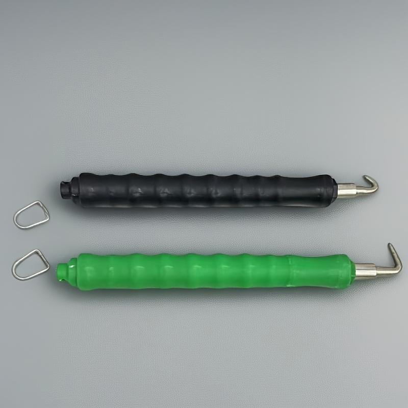 Semi-Automatic Rebar Tying Hook Tool Kit - Straight Pull Wire Twister, with Black And Green Non-Slip Handles