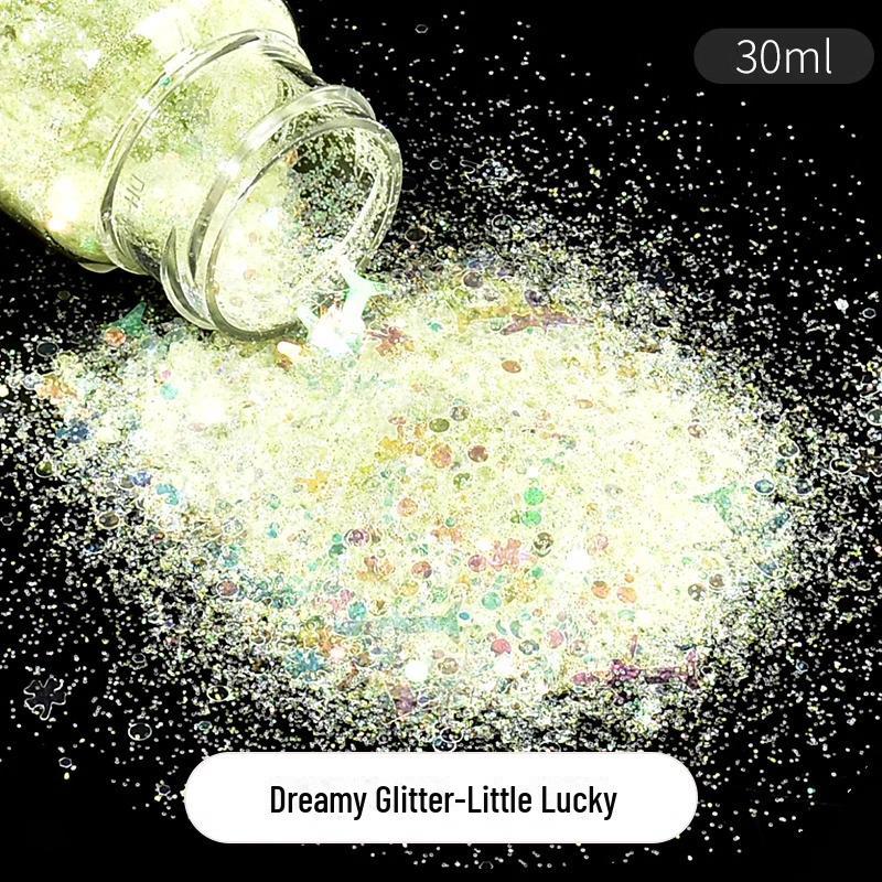 Dreamy Summer Glitter Mix: Hexagonal Sequins, Laser, and Fine Glitter In DIY Hemp Material.