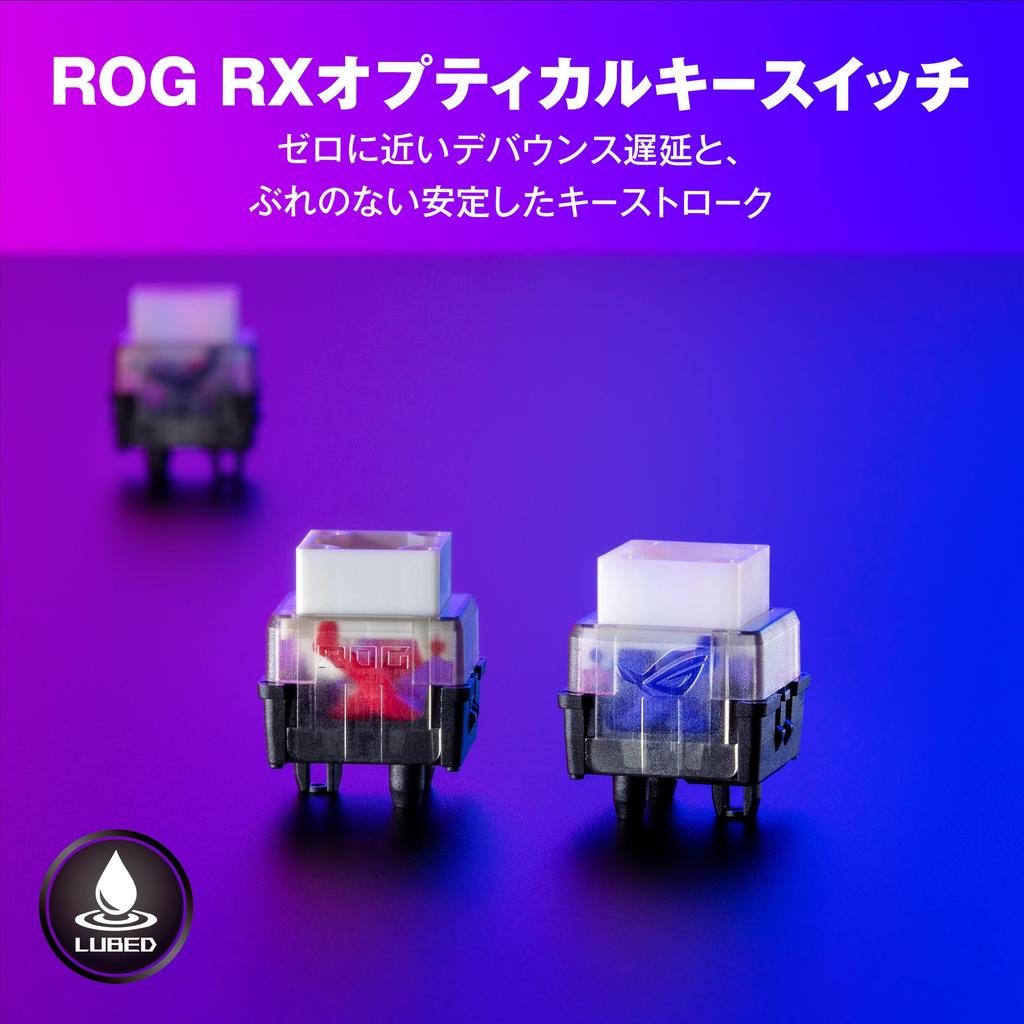 ASUS ROG Strix Scope II 96 RX Wireless Gaming Black Layout Optical Key Switches Wireless USB Connection Bluetooth Multifunction Controls Silent Foam