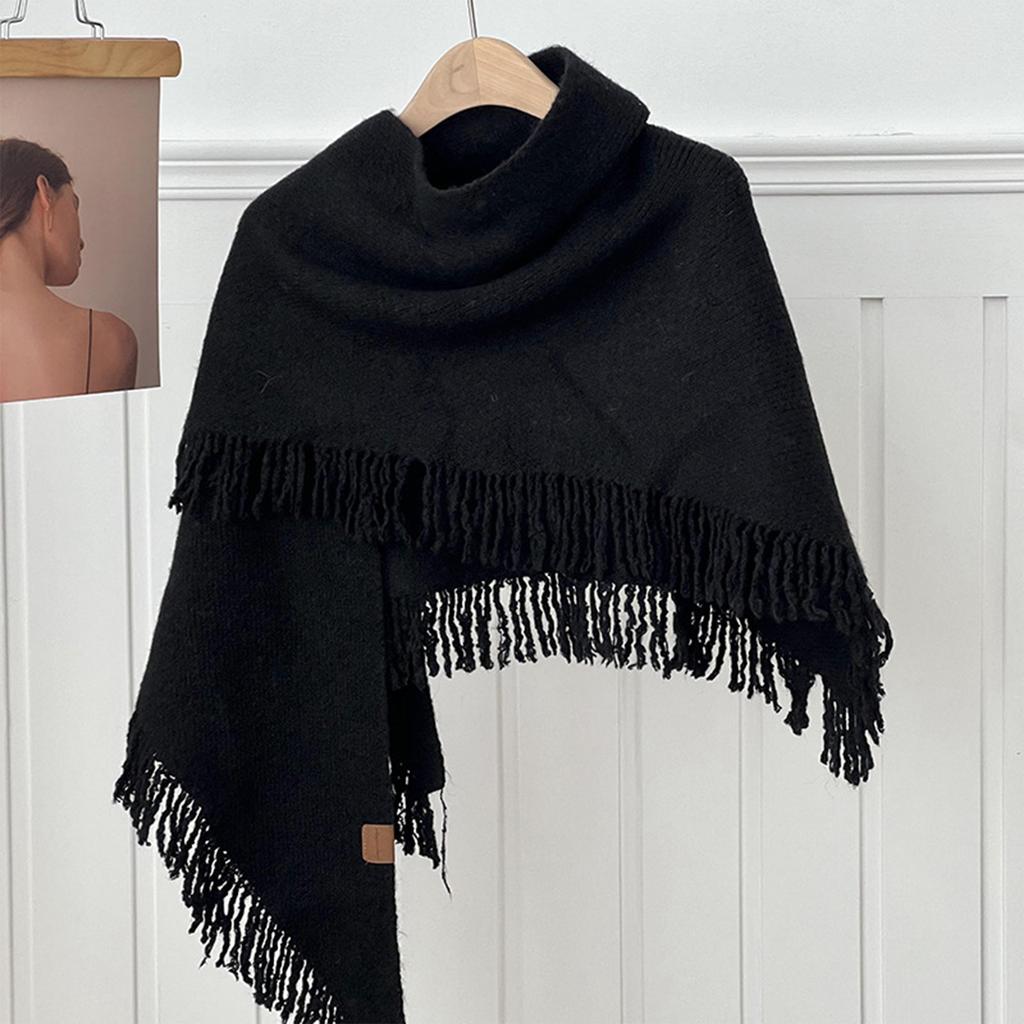 New Ladies Knitted Scarf Fashionable Wool Shawl Winter Warm Women Versatile Scarf High-end Sense Solid Color Tassel Scarf