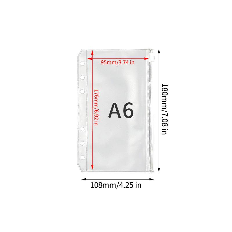 Прозрачная ПВХ обложка для планера формата A5/A6 на кольцах с кнопкой и разноцветным металлическим клипом на шесть отверстий